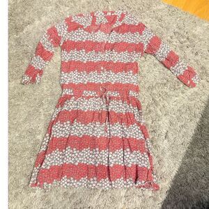 Lisa Larson & Uniqlo Women's S Pink Floral Dress, Button-Up, Casual, Long sleeve